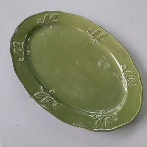 Montauck Green Oval Serving Platter 15"x10"‎ Ceramic Canterbury Potteries Ltd